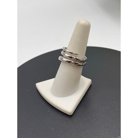 FAS Sterling Silver 925 Spiral Three Rows  Ring Sz‎ 7.75 - Picture 3 of 8